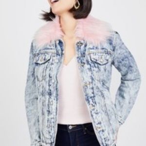 Juicy Couture Faux Fur Collar Denim Jacket